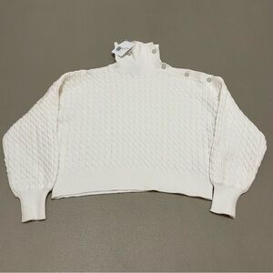 NWT Forever 21 womens White Textured cropped large Turtleneck Sweater
